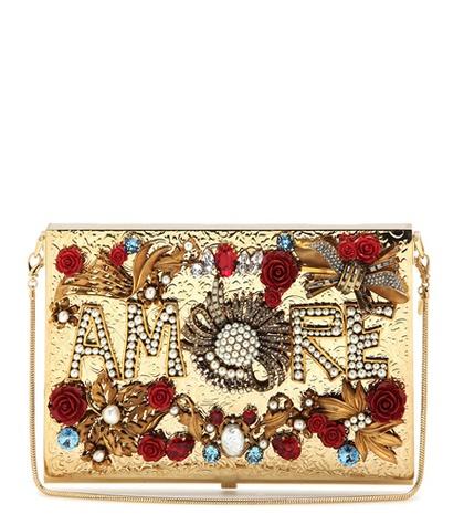 Jil Sander Navy Virna Amore Embellished Box Clutch