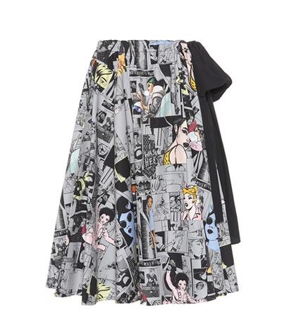 Miu Miu Printed Cotton Midi Skirt