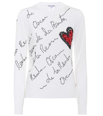 Oscar De La Renta Embroidered Wool Sweater