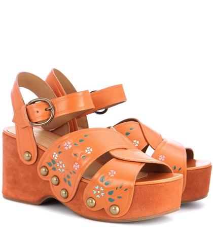 Marc Jacobs Wildflower Leather Wedges