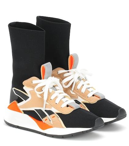 Sophia Webster Mini Bolton Sock Leather-trimmed Sneakers