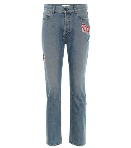 Valentino High-waisted Jeans With Appliqué