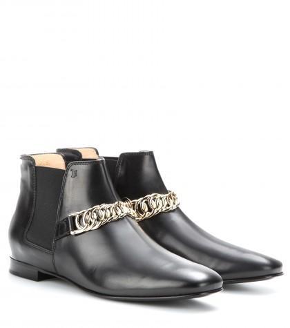 Tod's chain-trimmed Leather Ankle Boots