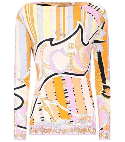 7 For All Mankind Printed Silk-blend Jersey Top