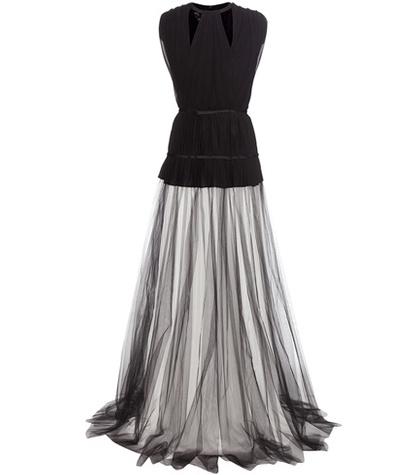 Stella Mccartney Pleated Silk-crêpe And Tulle Dress
