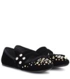 Prada Embellished Velvet Ballerinas