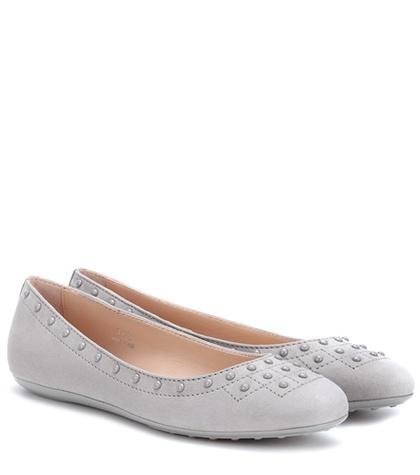 Tod's Studded Suede Ballerinas