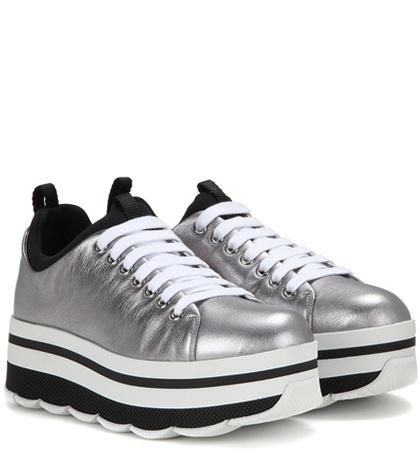 Prada Metallic Leather Platform Sneakers
