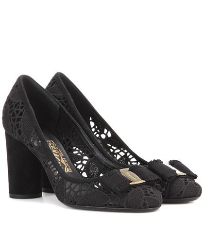 Salvatore Ferragamo Estelle 8cm Lace And Suede Pumps