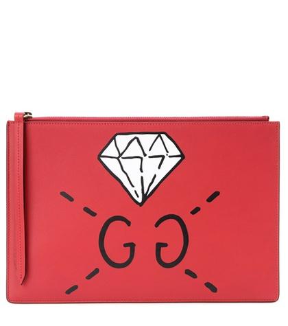Gucci Guccighost Printed Leather Clutch