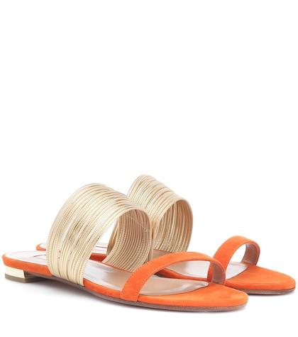 Aquazzura Rendez Vous Flat Suede Sandals