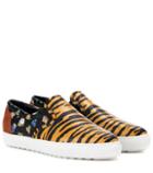 Loro Piana Printed Leather Slip-on Sneakers