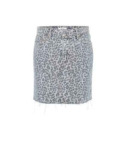 Grlfrnd Blaire Leopard Denim Miniskirt