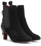 Valentino Embellished Suede Ankle Boots