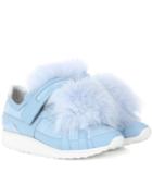 Pierre Hardy Fur-trimmed Suede Sneakers