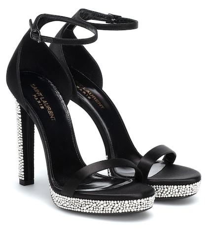 Saint Laurent Hall Embellished Satin Sandals