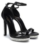 Saint Laurent Hall Embellished Satin Sandals