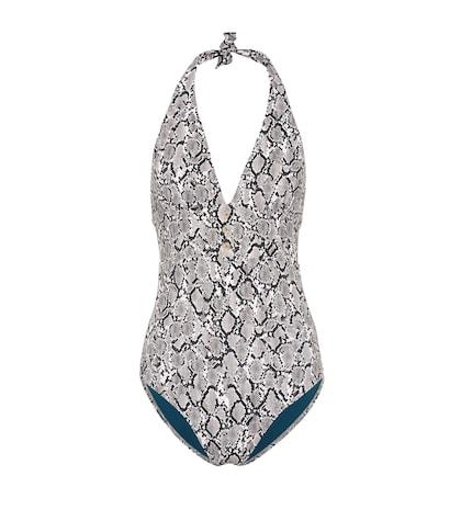 Heidi Klein Mombasa Snake-effect Halter Swimsuit