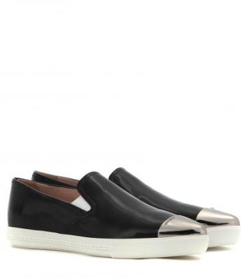 Miu Miu Patent-leather Slip-on Sneakers