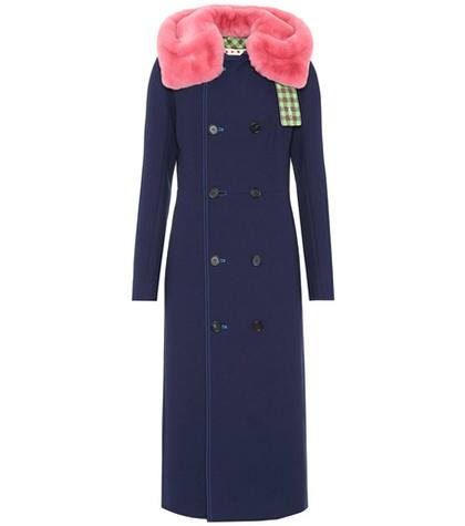 Marni Fur-trimmed Wool Crêpe Coat