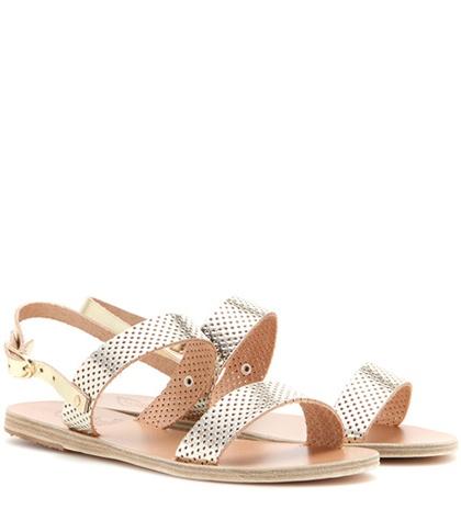 Ancient Greek Sandals Clio Metallic Leather Sandals