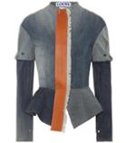 Givenchy Leather Trim Denim Peplum Jacket
