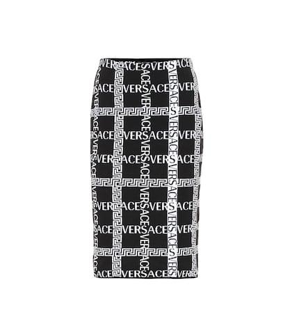 Versace Logo Stretch-cotton Pencil Skirt