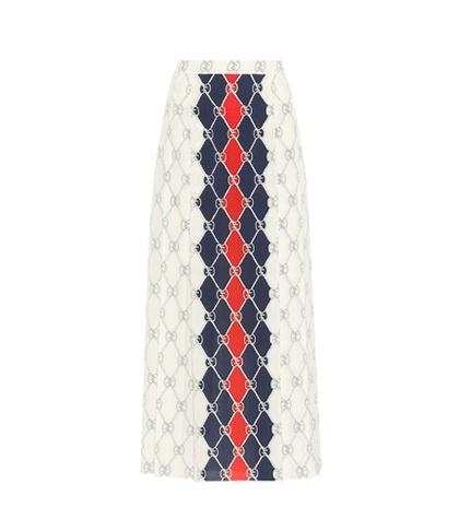 Gucci Printed Silk Midi Skirt