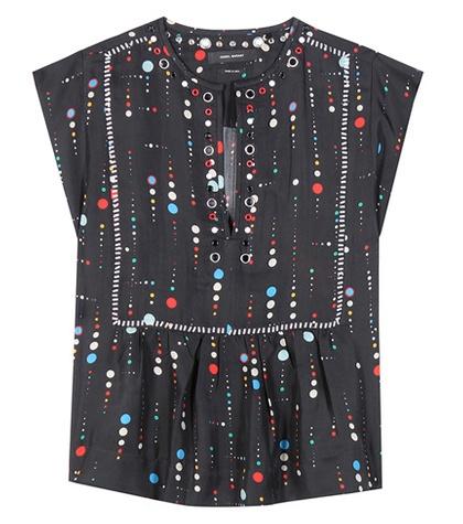 Isabel Marant Rosa Embellished Printed Silk Blouse