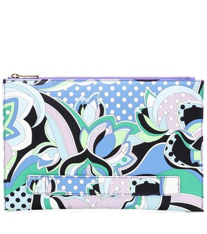 Emilio Pucci Printed Leather-trimmed Clutch