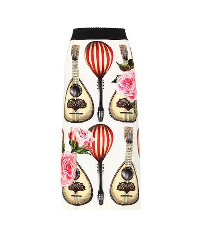 Dolce & Gabbana Printed Silk Pencil Skirt