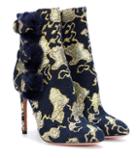 Aquazzura Exclusive To Mytheresa.com – Sinatra 105 Fur-trimmed Brocade Ankle Boots