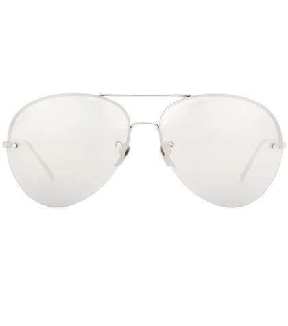 Linda Farrow White Gold-plated Mirrored Aviator Sunglasses