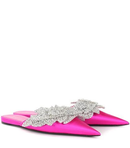 Balenciaga Embellished Satin Slippers