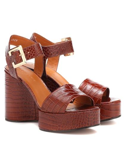 Balmain Altesse Leather Wedge Sandals