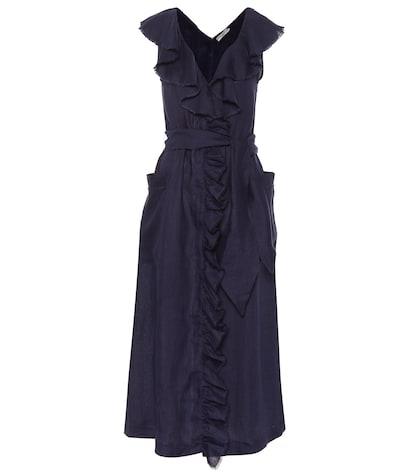 Three Graces London Mabel Linen Midi Dress