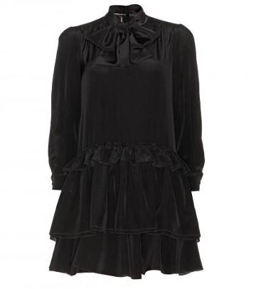 Miu Miu Ruffled Silk-crepe Mini Dress
