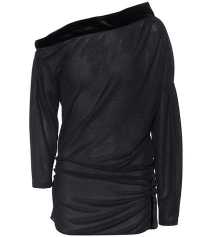 Tom Ford Velvet-trimmed Crêpe Top