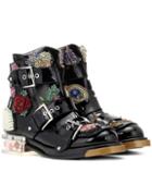 Alexander Mcqueen Embellished Patent Leather Boots