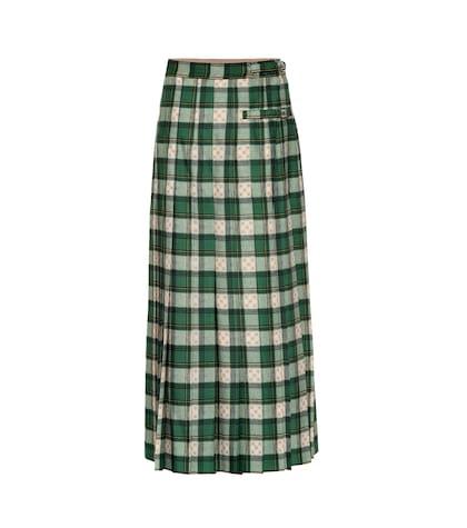 Gucci Tartan Gg Wool Pleated Skirt