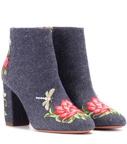 Aquazzura Lotus 85 Denim Ankle Boots