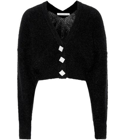 Alessandra Rich Cropped Mohair-blend Cardigan