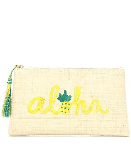 Mara Hoffman Aloha Embroidered Straw Clutch