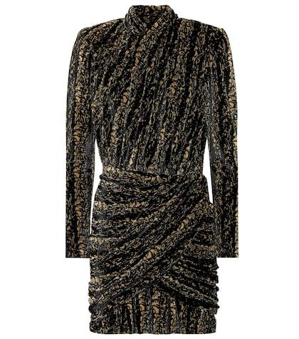 Balenciaga Metallic Stretch-velvet Minidress