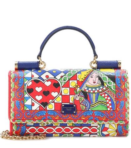 Dolce & Gabbana Queen Of Hearts Leather Crossbody Clutch