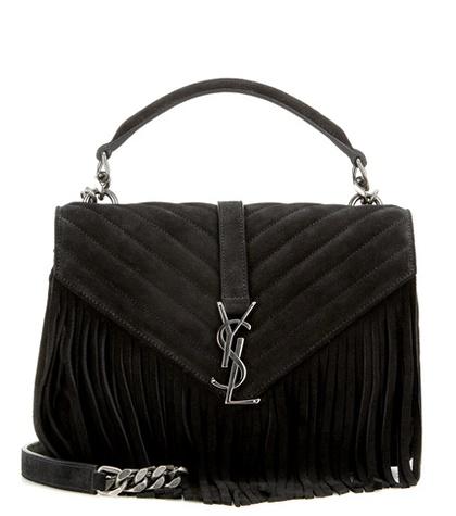 Saint Laurent Classic Monogram Fringed Suede Shoulder Bag