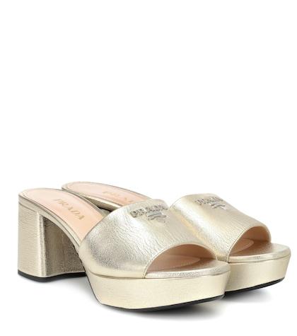 Gucci Metallic Leather Plateau Mules