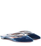 Aquazzura Sabine Embellished Velvet Slippers