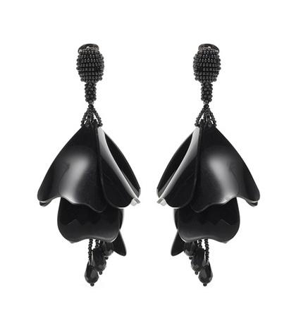 Oscar De La Renta Impatiens Flower Drop Beaded Clip-on Earrings