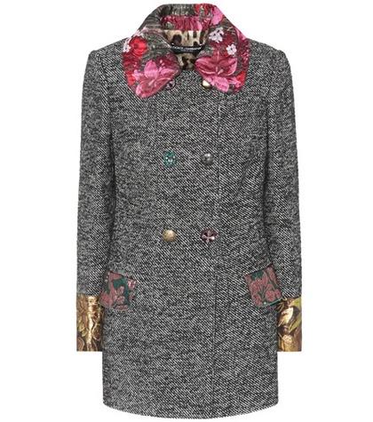 Dolce & Gabbana Jacquard-trimmed Coat
